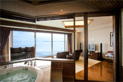 サロマ湖を一望できる客室